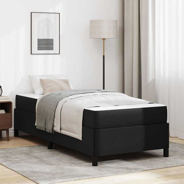 vidaXL Bettgestell mit Matratze Schwarz 90 x 200 cm Kunstleder, 3398979