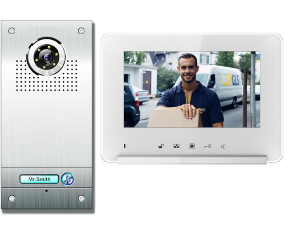 Anthell Electronics 1-Familien Farb-Video-Tür-Sprechanlage Set mit Bildspeicher, mit 7" Monitor, CKN1-690S1-1