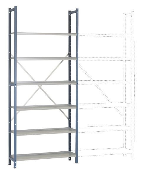 Manuflex Archiv-Grundregal mit 6 Stahlböden, HxBxT = 2250 x 960 x 300 mm, RA2183.5007