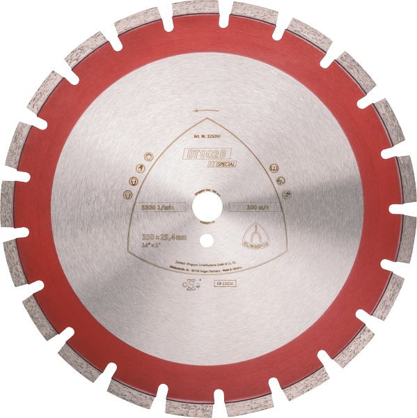 Klingspor DT 902 B Diamanttrennscheiben 350 x 3,2 x 25,4 mm 21 Segmente 40 x 3,2 x 11 mm Weitverzahnt, für Fugenschneider, 325090