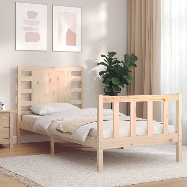 vidaXL Massivholzbett mit Kopfteil 90x200 cm, Top-Qualität, 3192801