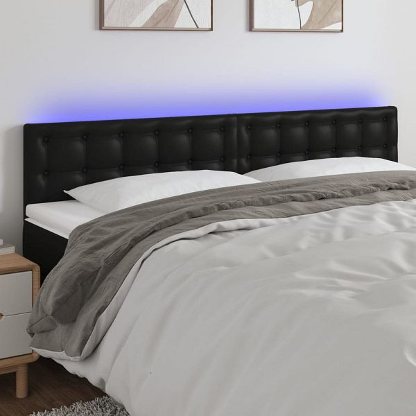 vidaXL LED Kopfteil Schwarz 200x5x78/88 cm Kunstleder, 3121720
