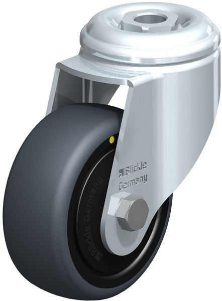Blickle LKRA-TPA 80K-ELS-FK Apparate-Lenkrolle mit Rückenloch, Thermoplastisches Gummi-Elastomer, Grau, 624874