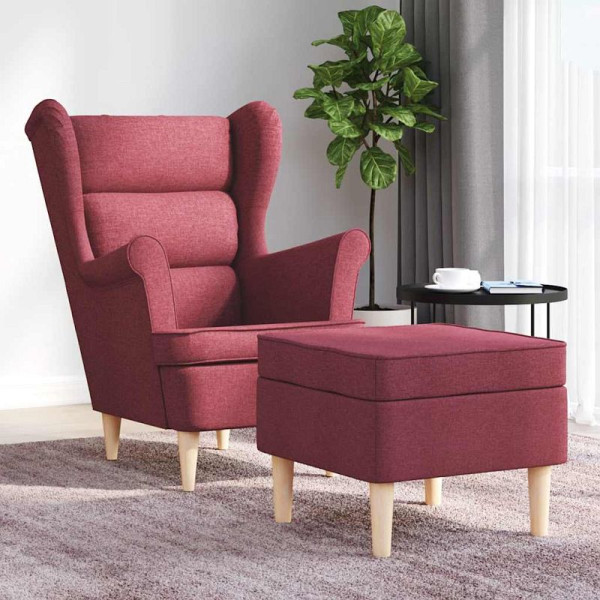 vidaXL Sessel mit Fußhocker Weinrot Stoff, 3307992