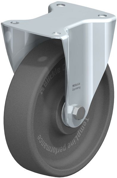 Blickle B-POHI 200HK Hitzebeständige Stahlblech-Bockrolle mit Anschraubplatte, Polyamid, Grau, 754184