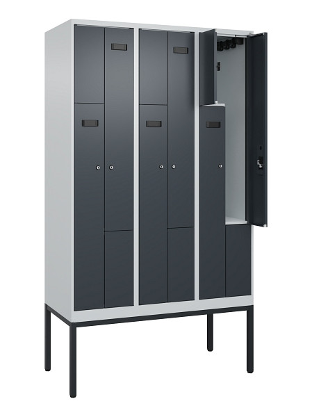 C+P Z-Spind Evolo PLUS, Gestell, 6 Fächer, 2120x1200x500mm, 7035/7016, Zylinderschloss, 0490337-326 S10036