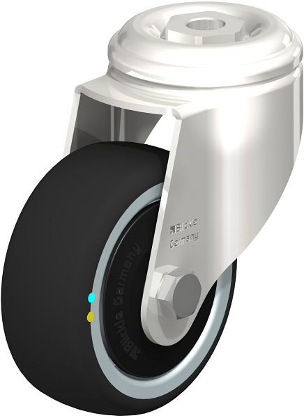 Blickle LKRXA-PATH 80KD-11-ELS-FK Edelstahl-Apparate-Lenkrolle mit Rückenloch, Thermoplastisches Polyurethan, Grau, 853416