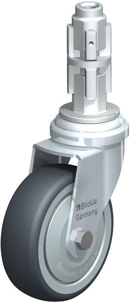 Blickle LRA-TPA 75K-FK-E03 Apparate-Lenkrolle mit Expander, Thermoplastisches Gummi-Elastomer, Grau, 613166