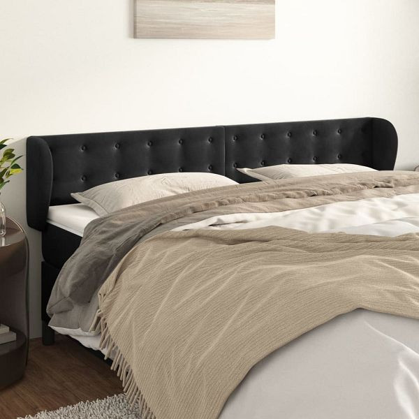 vidaXL Kopfteil mit Ohren Schwarz 183x23x78/88 cm Samt, 3117640