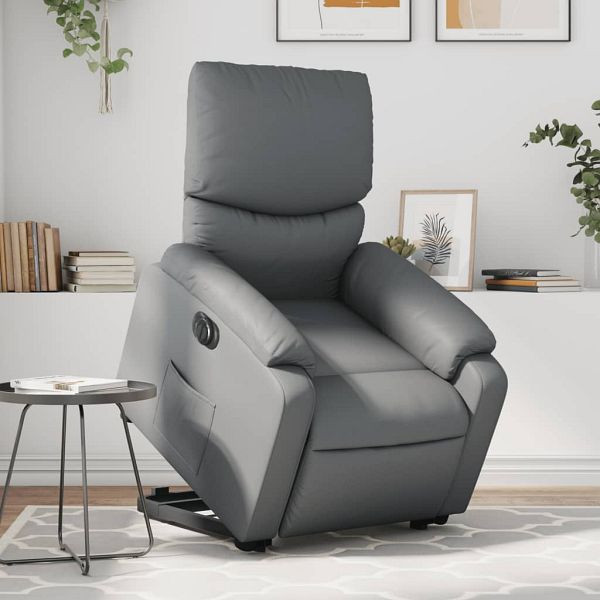 vidaXL Relaxsessel mit Aufstehhilfe Elektrisch Grau Kunstleder, 3204903