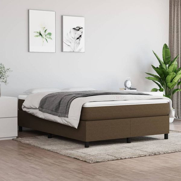 vidaXL Boxspringbett mit Matratze Dunkelbraun 140x200 cm Stoff, 3144426