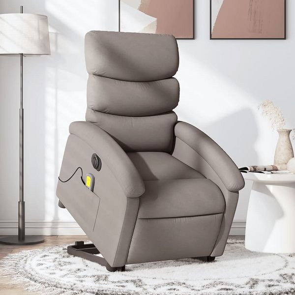 vidaXL Elektrischer Massagesessel mit Aufstehhilfe Taupe Stoff, 3204022