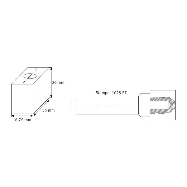Schweißkraft Ersatz-Kohle 90“, gebohrt mit M 10 Gewinde für Stempel 1025 ST, 1231026AG