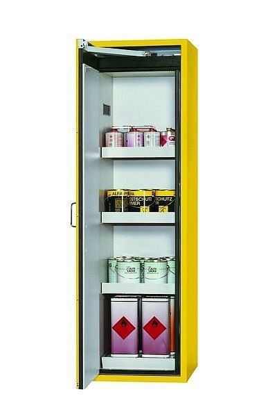 asecos Sicherheitsschrank S-CLASSIC-90, S90.196.060 in sicherheitsgelb RAL 1004 mit 3x Wannenboden Standard (Stahlblech), 30227-002-30255