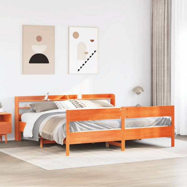 vidaXL Massivholzbett ohne Matratze Wachsbraun 200x200 Kiefernholz, 3306917