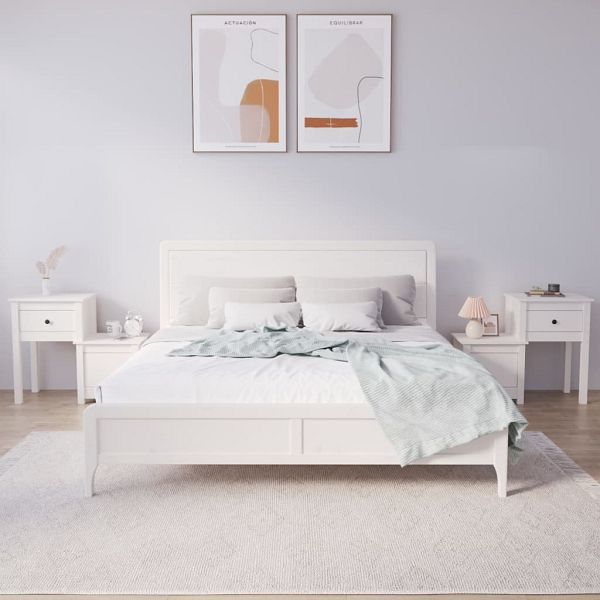 vidaXL Nachttische 2 Stück Weiß 79,5x38x65,5 cm Massivholz Kiefer, 814542
