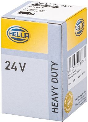 HELLA Halogen-Glühlampe, Sockelglühlampe, Heavy Duty, 24V, 1,2W, Sockelausführung Glühlampe: B8.3d, Schachtel, 8GA 007 997-061