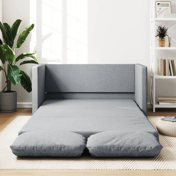 vidaXL Bodensofa mit Schlaffunktion Hellgrau 112x174x55 cm Stoff, 353964