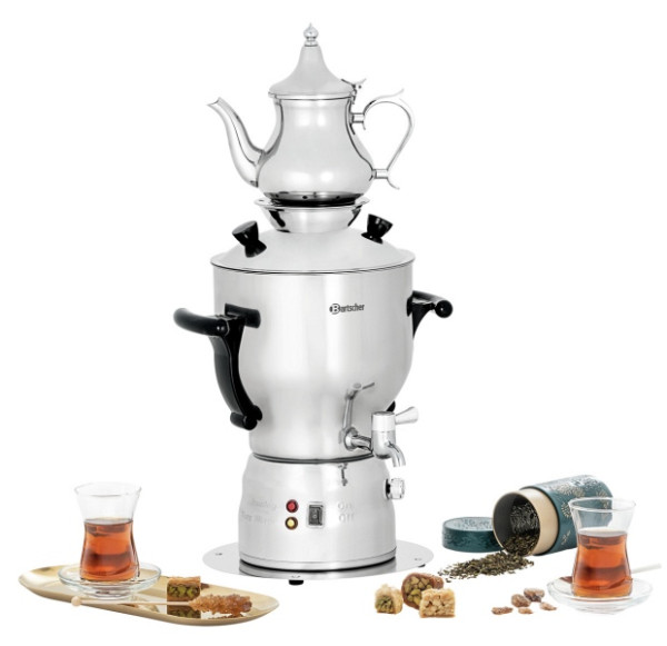 Bartscher Samowar 5L, inklusive Teekanne aus Edelstahl, 191010