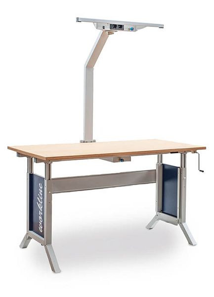 Bedrunka+Hirth workline Grundtischkombination, Kurbelverstellung, 1x Arbeitsplatte Buche Multiplex, 1x Aufbaugestell, 1500 x 750 mm, 07.75.35KHV