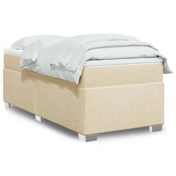 vidaXL Boxspringbett mit Matratze Creme 90x200 cm Stoff, 3285107
