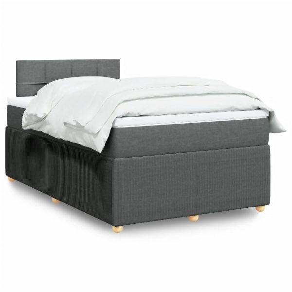 vidaXL Boxspringbett mit Matratze Dunkelgrau 120x200 cm Stoff, 3289724