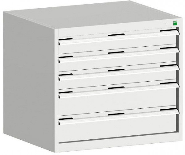 bott cubio Schubladenschrank bestückt mit 5 Schubladen BxTxH: 800 x 525 x 700 mm, RAL 7035, 40012116.16V