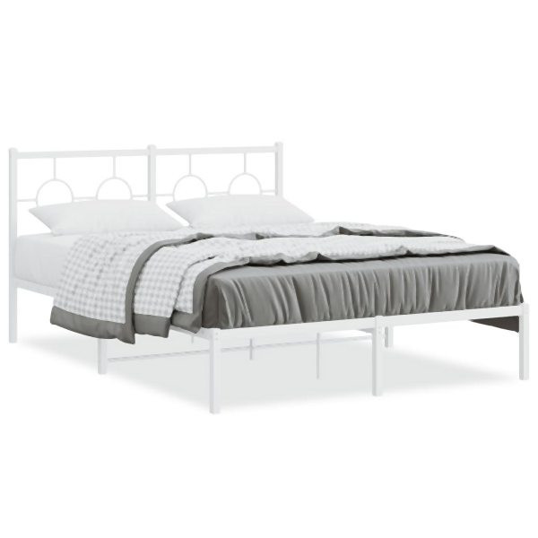 vidaXL Bettgestell mit Kopfteil Metall Weiß 135x190 cm, 376274