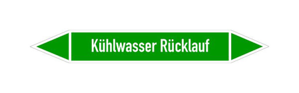 Schilder Klar Rohrleitungskennzeichen Kühlwasser Rücklauf, 33000x90 mm Folie selbstklebend, 101449/95