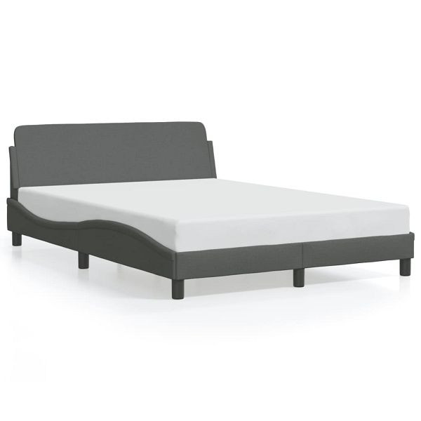 vidaXL Bettgestell mit Kopfteil Dunkelgrau 140x190 cm Stoff, 373166