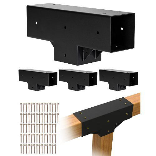 VEVOR T-Pfostenverbinder 4er-Pack, 92x92 mm, 3-Wege-Pergola/Pavillon-Halterungssatz inkl. Schrauben, LPJJ4PCS4X4IQ3OC8001V0