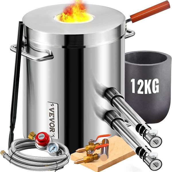 VEVOR 12kg Propan Schmelzofen Kit Schmelzofen Doppelbrenner 1482°C Gasofen, Anschluss DE, BWRJLGDX12KG2RBC5V0
