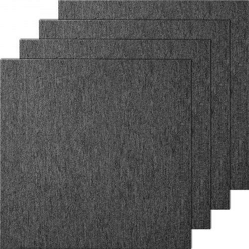 VEVOR Teppichfliesen, 500 x 500 x 5 mm, mit angebrachter Polsterung, weich gepolstert, einfache DIY-Installation (20 Stück Dunkelgrau), KCXFKDT2020YI2QM3V0