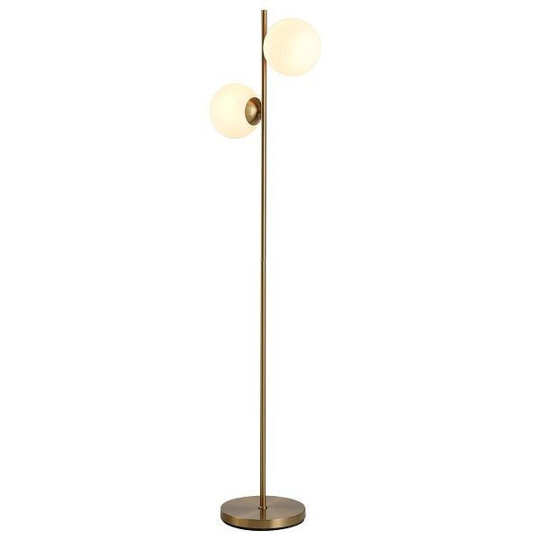 HOMCOM Stehlampe Wohnzimmer mit 2-teiliger Glas-Lampenschirm, Standleuchte mit 2 E27 Fassung für Wohnzimmer Schlafzimmer, exkl. Glühbirne, B31-146V90GD