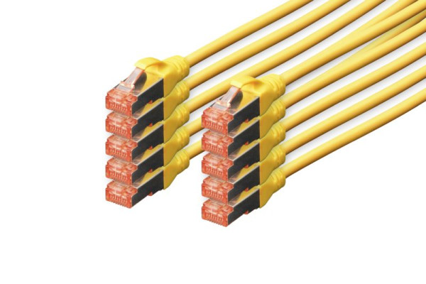 DIGITUS CAT 6 S-FTP Patchkabel, Cu, LSZH AWG 27/7, Länge 0,25 m, gelb, VE: 10 Stück, DK-1644-0025-Y-10