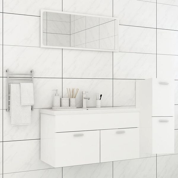 vidaXL Badmöbel-Set Weiß Holzwerkstoff, Top-Qualität, 3071468