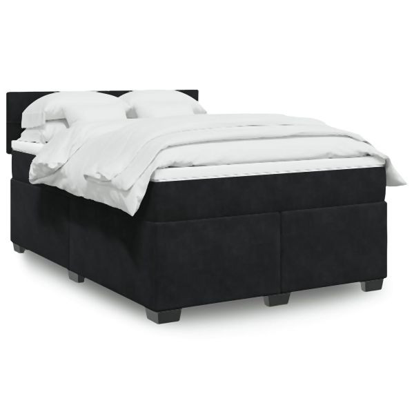 vidaXL Boxspringbett mit Matratze Schwarz 140x200 cm Samt, 3286332