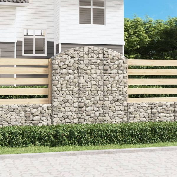 vidaXL Gabione mit Hochbogen 150x30x160/180 cm Verzinktes Eisen, 153448