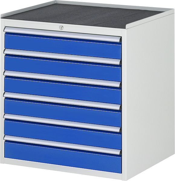 RAU Schubladenschrank Serie 7000, B770 x T650 x H825mm, Metallauflage, Höhe 25 mm, Schubladen: 6xH120 mm, 13-XL5.16A-MT.11