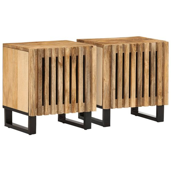 vidaXL Nachttische 2 Stück 40x34x46 cm Raues Mangoholz, 377417