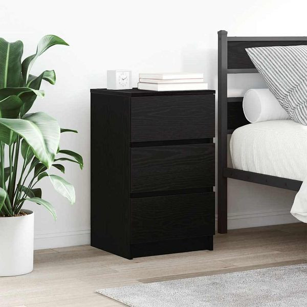 vidaXL Nachttische mit 3 Schubladen 2 Stk. Schwarz 39x35x65 cm, 861340