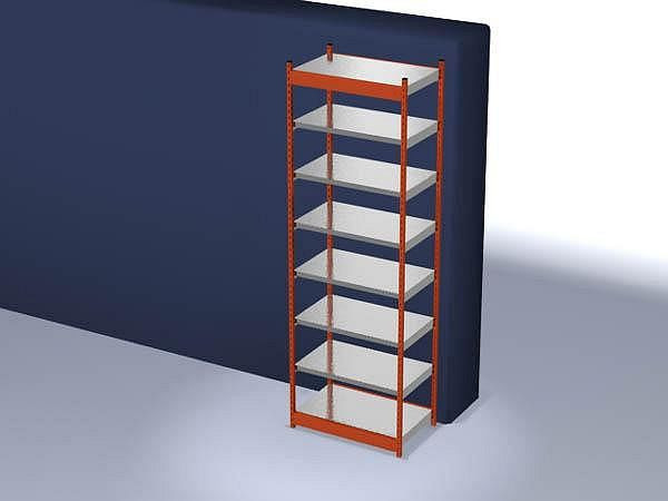 hofe Fachboden-Grundregal, 3000x600x1000 mm, 7 Fachebenen, verzinkt / RAL 2004, 200 kg Fachlast, 2000 kg Feldlast, einseitige Bedienung, ROG306010ME
