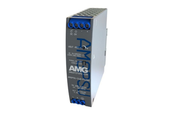 AMG Systems 52VDC, 120W (2,3 A), industrielles Hutschienennetzteil, -40°C to +70°C, (Einstellbar 48-55 VDC), AMGPSU-I48-P120A
