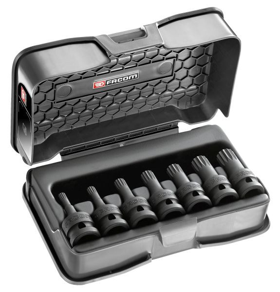 Facom Sortiment mit Impact Steckschlüsseln 1/2" auf Halteschiene, 7-teilig, NSV.J7APB