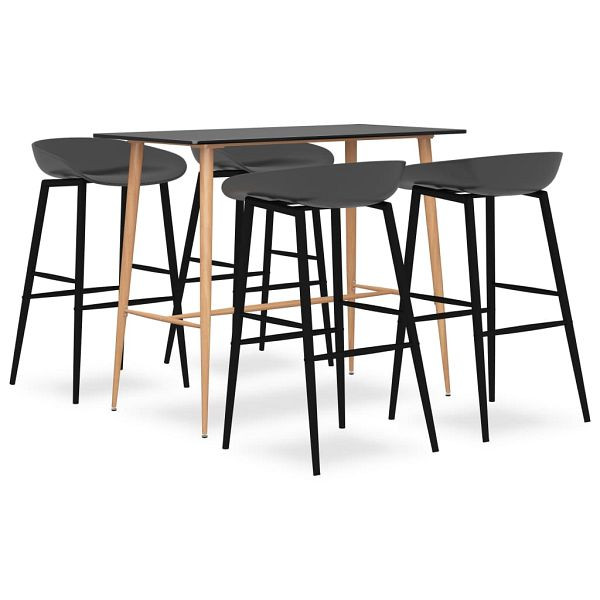 vidaXL 5-teilig Bar-Set Schwarz und Grau, 3057467, 8720286173107