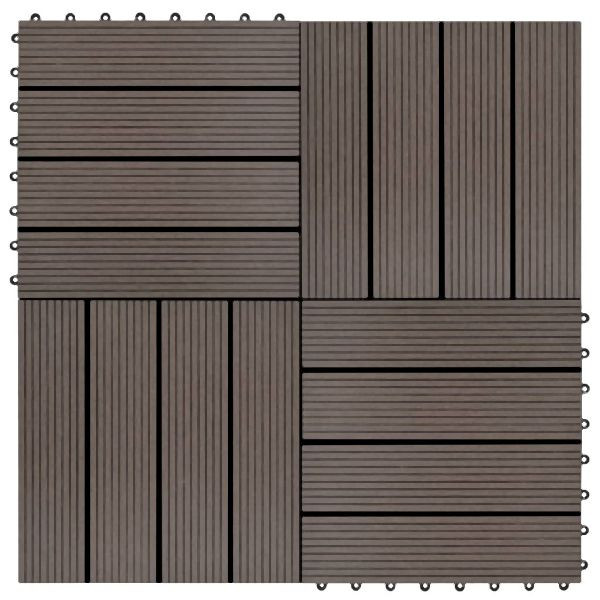 vidaXL 22 Stück Terrassenfliesen 30 x 30 cm 2 qm WPC Dunkelbraun, 277802
