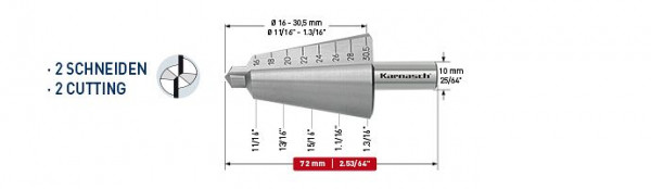 Karnasch Blechschälbohrer HSS-XE d=16-30,5mm, VE: 2 Stück, 210039