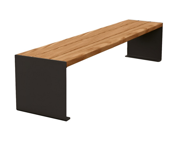 Procity Sitzbank Kube, 1800 mm, Stahl & Holz Ohne Rückenlehne, helle Eiche/RAL 9005, 306392.9005.CHEC