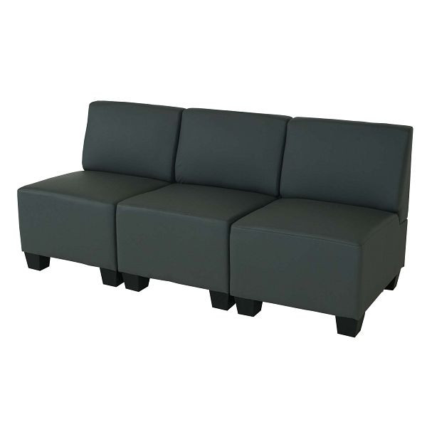 Mendler Modular 3-Sitzer Sofa Couch Lyon, Kunstleder, dunkelgrau, ohne Armlehnen, 3x75183