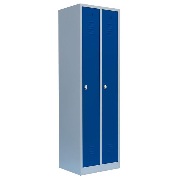 Lüllmann Garderobenschrank, 2 Abteile, 1800 x 500 x 500 mm, lichtgrau/enzianblau, 510101